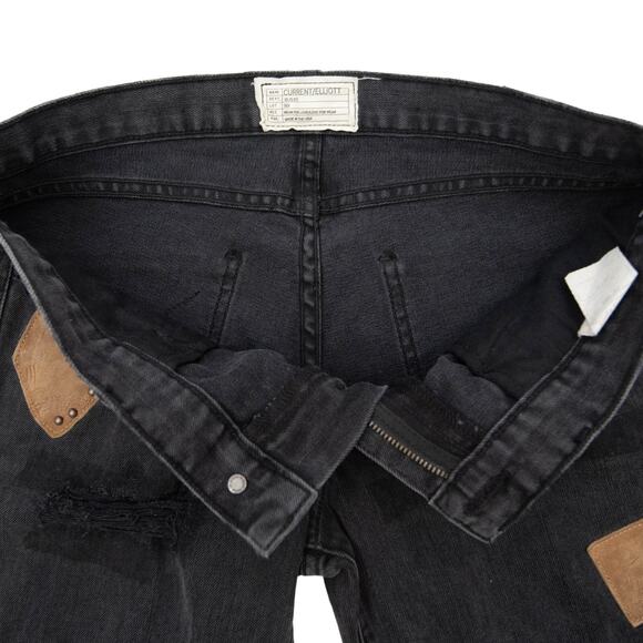 Current/Elliott The Stiletto Skinny Studded Leather Patch Jeans Size 28 - Picture 5 of 9